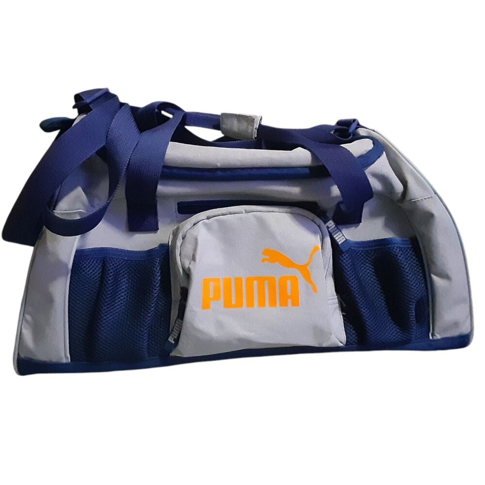 Puma Sport Lifestyle Duffel Gym Bag Gray/Blue 20" x 11" x 9" Hand or Shoulder